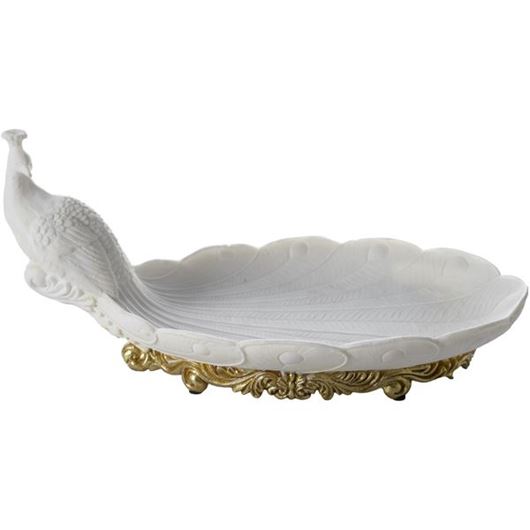 Picture of PEACOCK dish white - 18x34cm