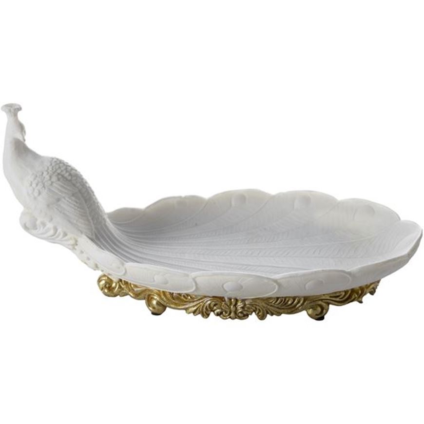 Picture of PEACOCK dish white - 18x34cm