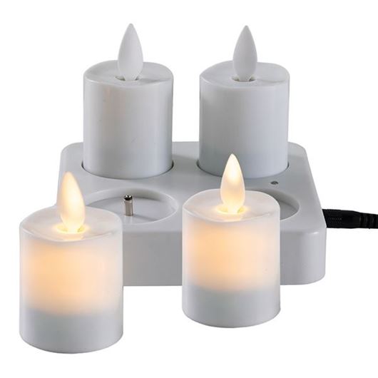 Picture of MOOD flameless votive with charger white set of 4