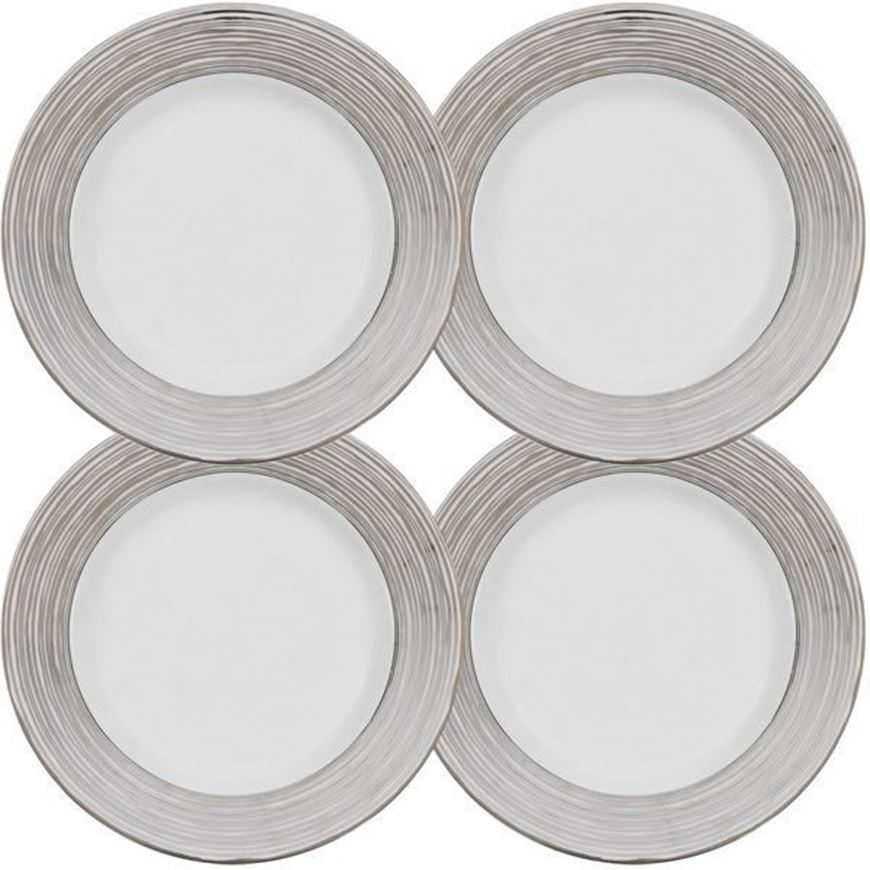 LINES dessert plate d21cm set of 4 white/silver