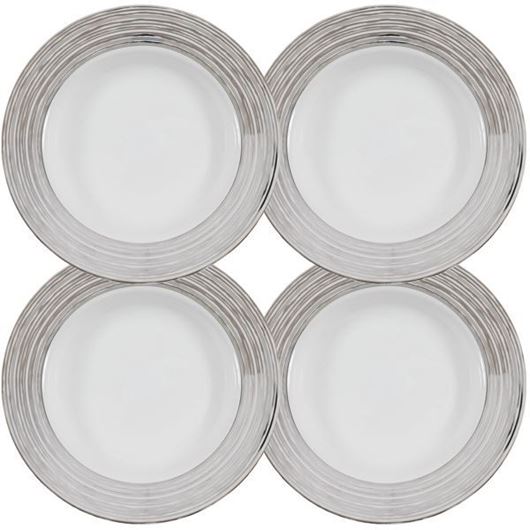 LINES soup plate d23cm set of 4 white/silver