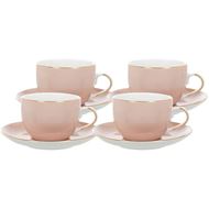 MIST tea cup and saucer set of 4 white/pink