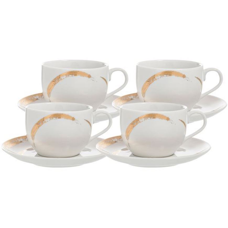 ODESSA tea cup and saucer set of 4 white/gold