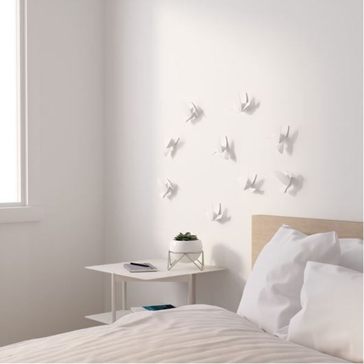 Picture of HUMMINGBIRD wall decoration white set of 9