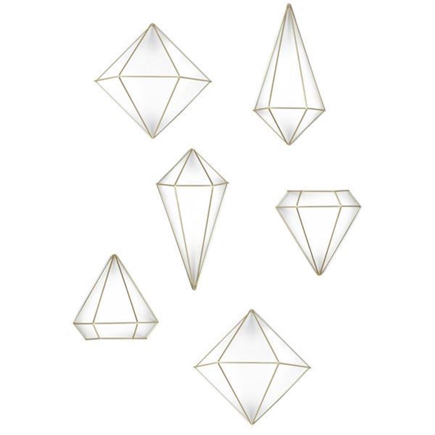 PRISMA wall decoration set of 6 brass