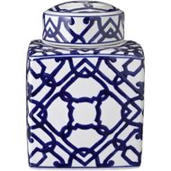 HIROSHI jar with lid h22cm blue/white