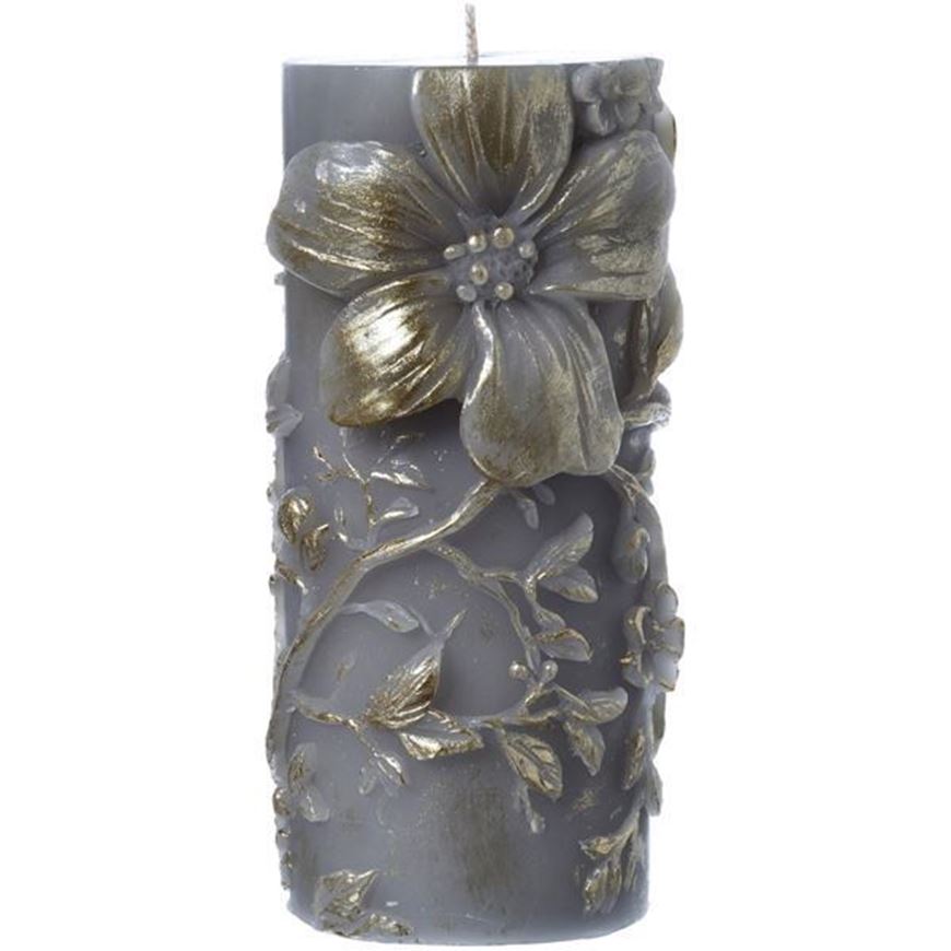 FLORET pillar candle 8x15 grey