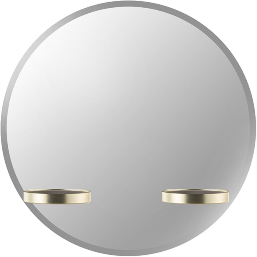Picture of PERCH wall mirror with shelf brass - dia 61cm