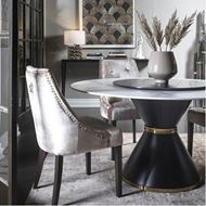 HARLOW dining table d150cm white/black