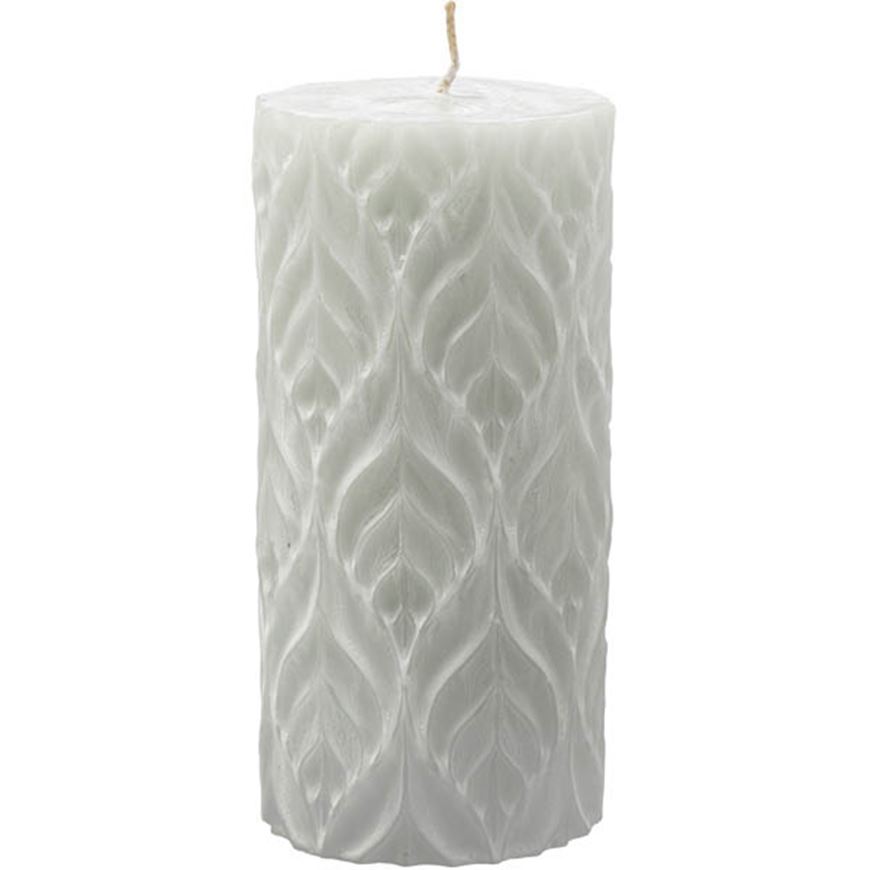 Picture of LEAVES pillar candle green - 8x16cm