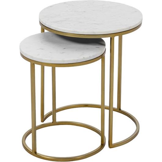 ANYA nesting table set of 2 white/brass