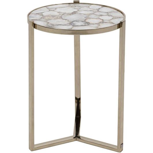 ODE side table d40cm white/gold