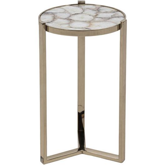 ODE side table d30cm white/gold