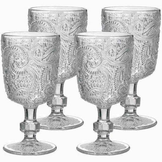 PAISLEY stem glass h17cm set of 4 clear