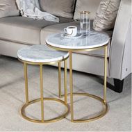 ANYA nesting table set of 2 white/brass