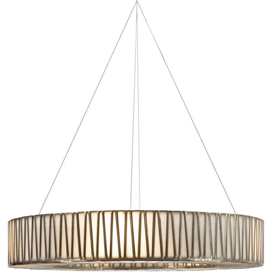 Picture of KRISTINE chandelier white/brass - dia 75cm