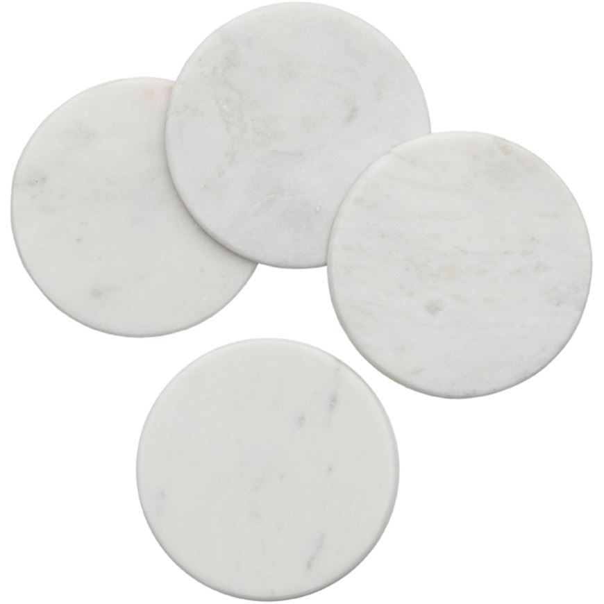 Picture of MARBLE coaster white set of 4 - dia 10cm