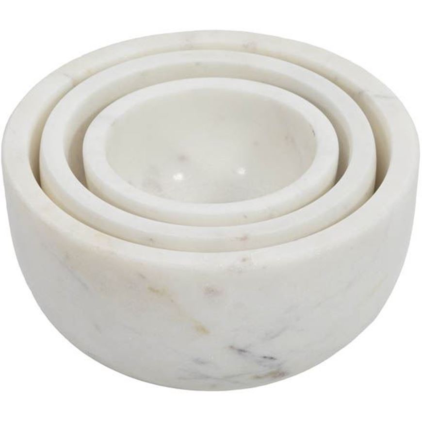 MARBLE bowl set of 3 white
