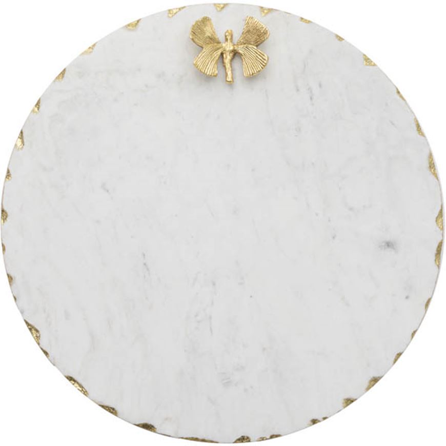 Picture of MARBLE platter d30cm white/gold