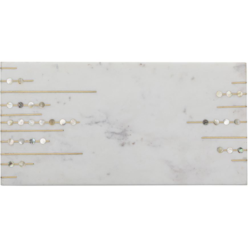 Picture of MARBLE platter 40x20 white/gold