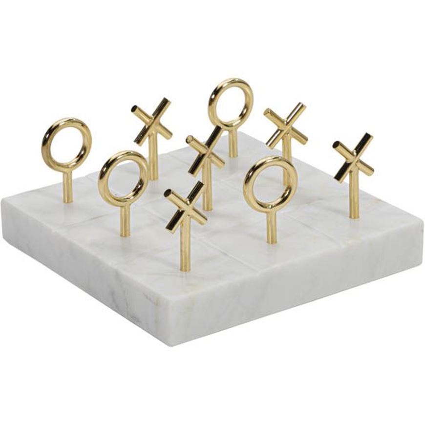 MARBLE tic tac toe game white/gold