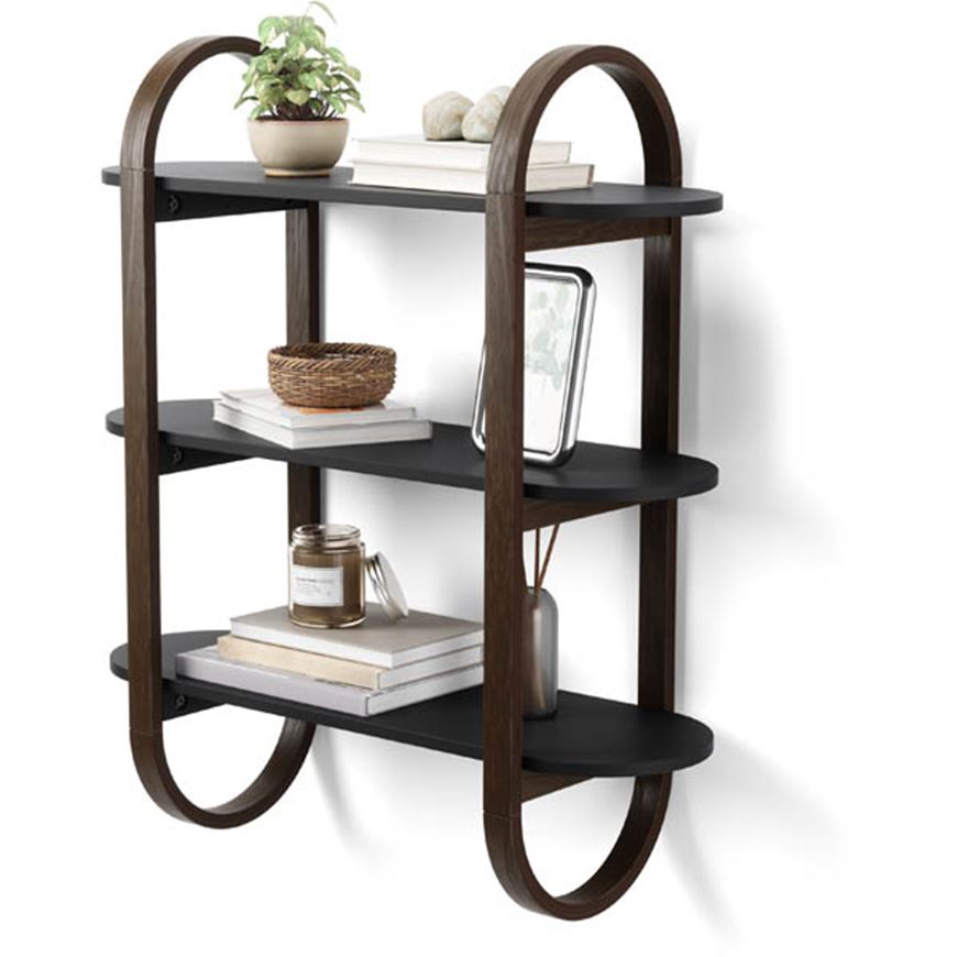 Picture of BELLWOOD wall shelf black/brown - 65x24cm