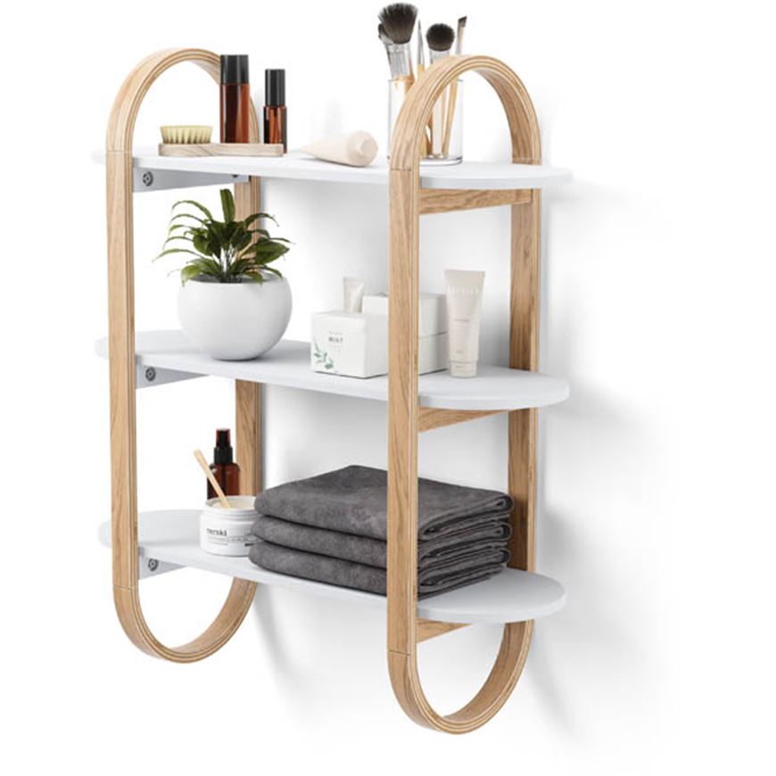 Picture of BELLWOOD wall shelf white/natural - 65x24cm