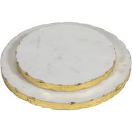 MARBLE trivet set of 2 white/gold