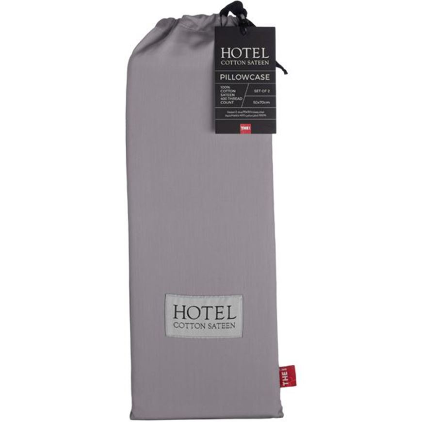 HOTEL Sateen pillowcase 50x70 set of 2 dark grey