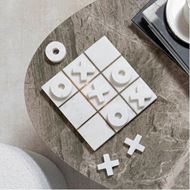 MARBLE tic tac toe game 20x20 white/gold