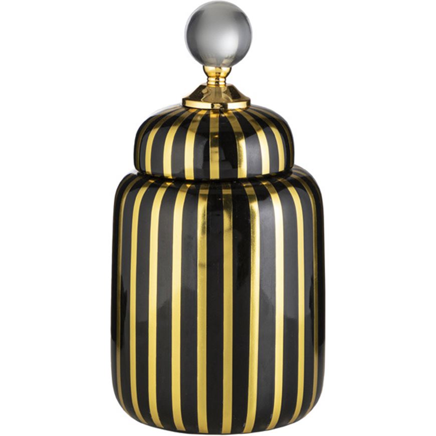 Picture of GALVAN jar with lid h24cm black/gold