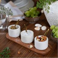 MARBLE condiment set of 7 white/brown