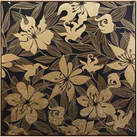 Picture of GOLDEN Flower II framed canvas gold - 121x121cm