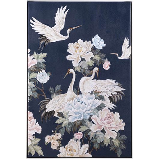 Picture of FUNNING Birds I framed canvas white - 81x121cm
