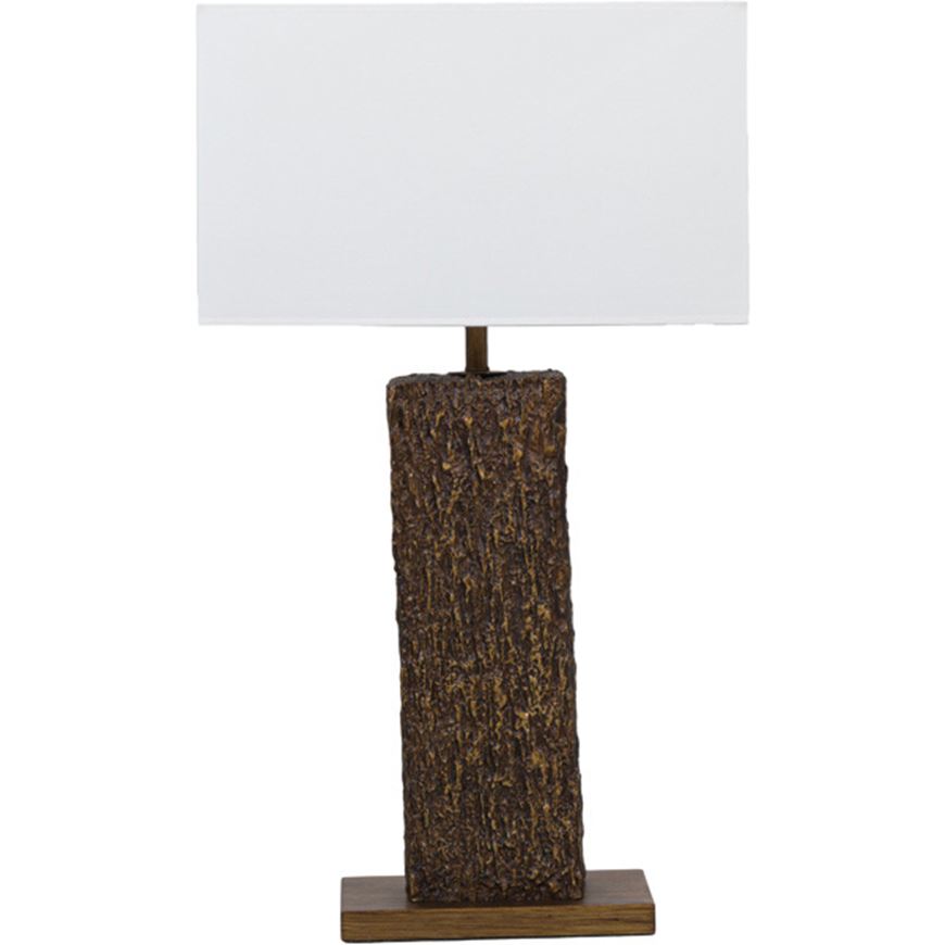 Picture of BARK table lamp white/brass - H77cm