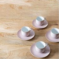 MIST espresso cup and saucer set of 4 white/pink