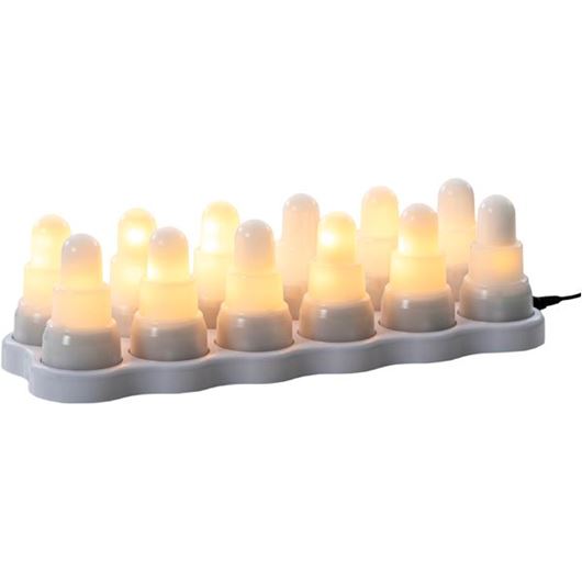 SPARKLE flameless votive with charger set of 12 white