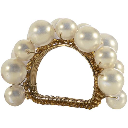Picture of BEADS napkin ring cream/gold