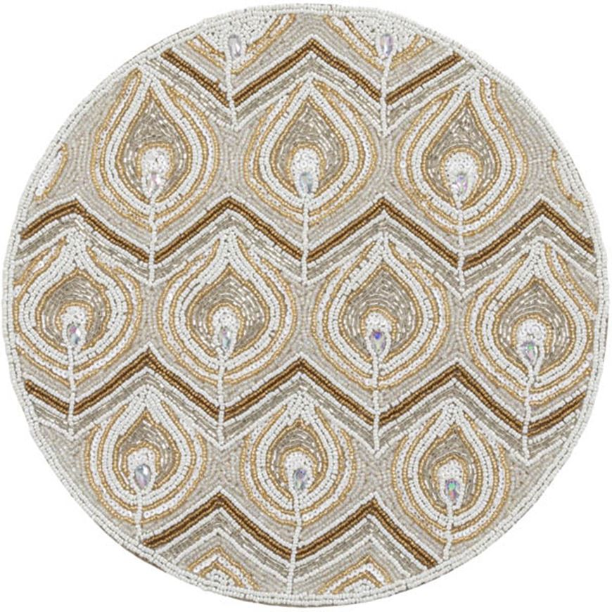 Picture of REBECCA placemat cream/gold - dia 38cm