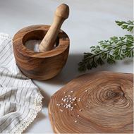 OLIVE mortar and pestle d12cm brown