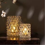 SPARKLE flameless votive with charger set of 12 white