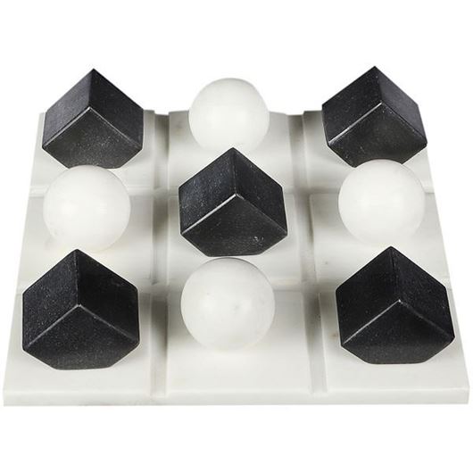 MARBLE tic tac toe game white/black - 25x25cm
