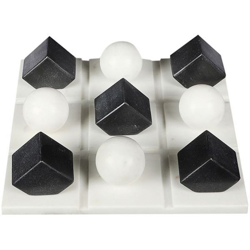 MARBLE tic tac toe game white/black - 25x25cm