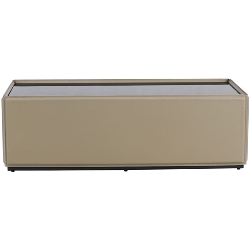 Picture of DEWAR coffee table faux leather taupe - 112x56cm