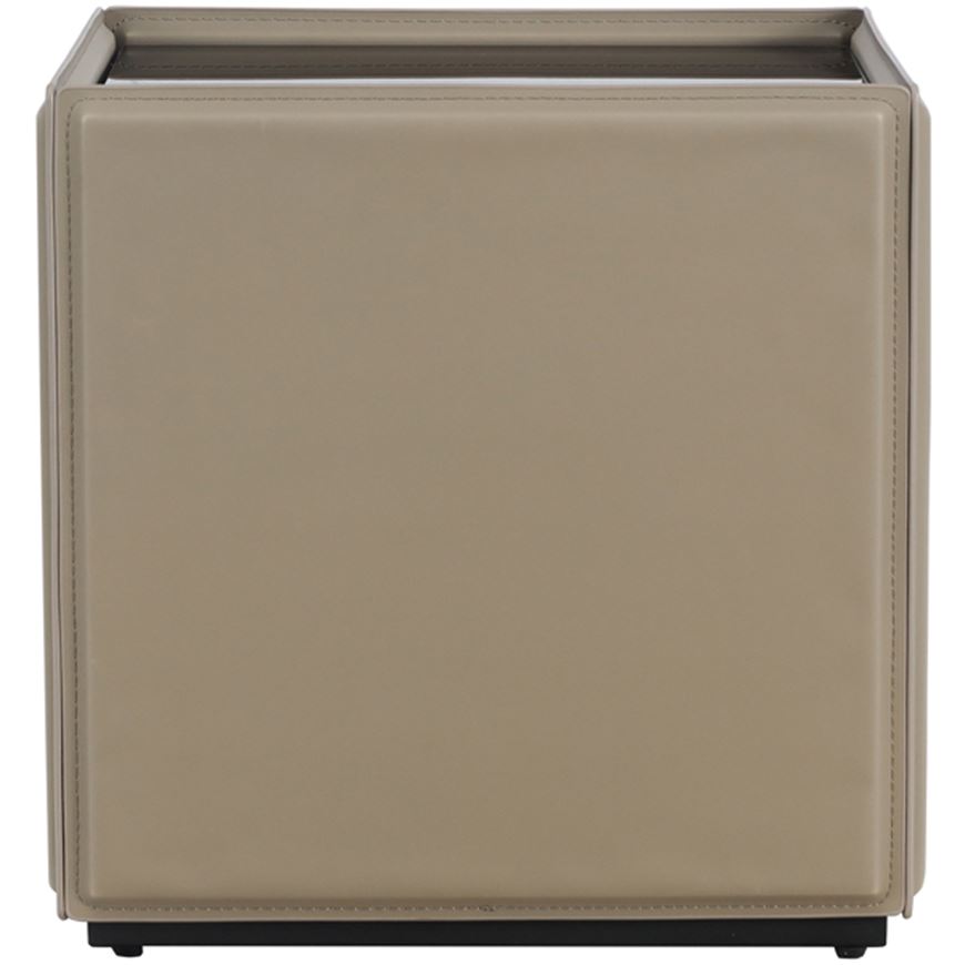 Picture of DEWAR side table faux leather taupe - 46x46cm