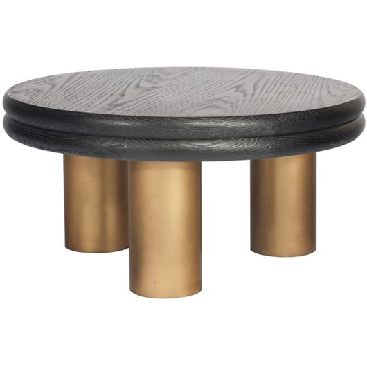 Picture of MACARON coffee table black/brass - dia 80cm