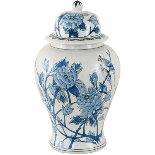 Picture of RYKER jar with lid white/blue - H45cm