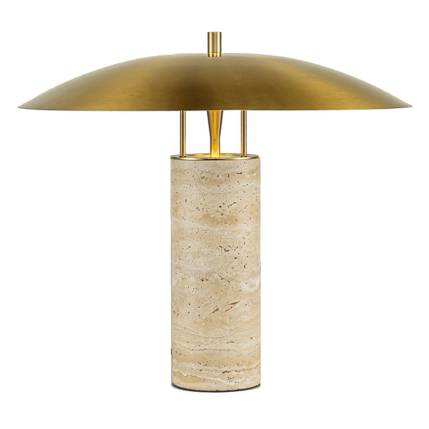 Picture of TRAVERTINE table lamp bronze/natural - H35cm