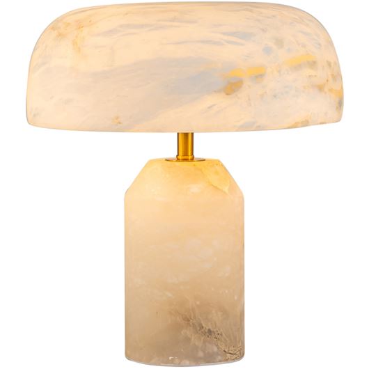 Picture of ALABASTER table lamp white/bronze - H25cm