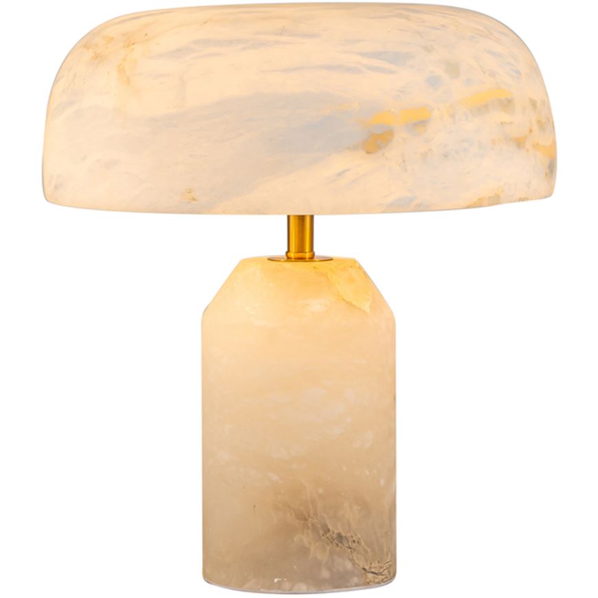 Picture of ALABASTER table lamp white/bronze - H25cm